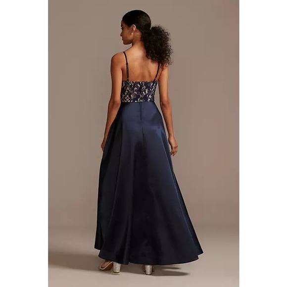 Speechless Glitter Lace and Mikado High-Low A-Line Dress - Picture 2 of 7